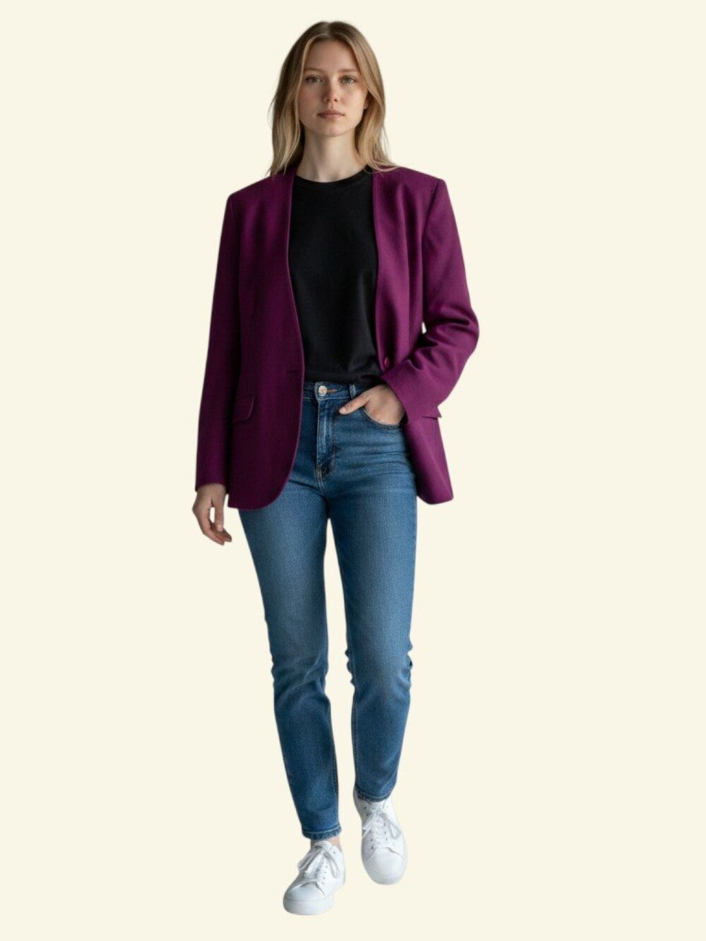 Vintage Miss Pendleton Purple Wool Blazer Made in USA Single Button Jacket L
